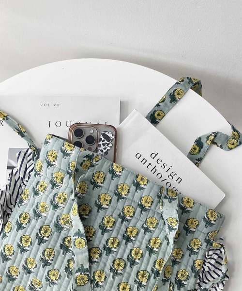 インドキルトフリル巾着トートバッグ（トートバッグ）｜AS KNOW