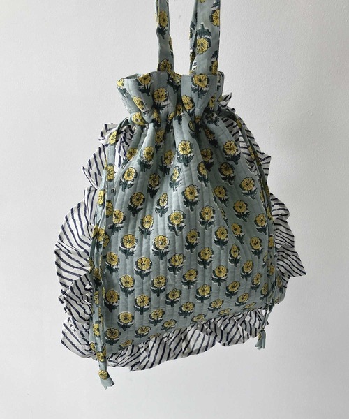 インドキルトフリル巾着トートバッグ（トートバッグ）｜AS KNOW AS