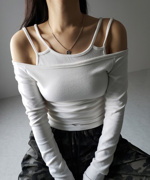 セール】※【 2color 】レイヤードダブルストラップオフショル