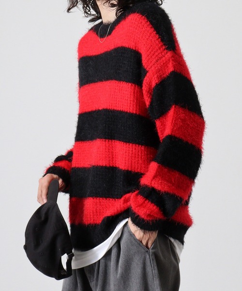 FUNALIVE（ファンアライブ）の「Feather yarn border crew neck knit / フェザーヤーンボーダークルーネックニット unisex（ニット/セーター・メンズ・ホワイト/レッド・M/L）」の15枚目の写真