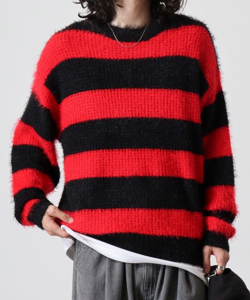 FUNALIVE（ファンアライブ）の「Feather yarn border crew neck knit / フェザーヤーンボーダークルーネックニット unisex（ニット/セーター・メンズ・ホワイト/レッド・M/L）」の16枚目の写真