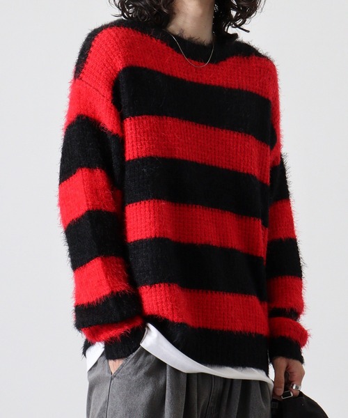 FUNALIVE（ファンアライブ）の「Feather yarn border crew neck knit / フェザーヤーンボーダークルーネックニット unisex（ニット/セーター・メンズ・ホワイト/レッド・M/L）」の17枚目の写真