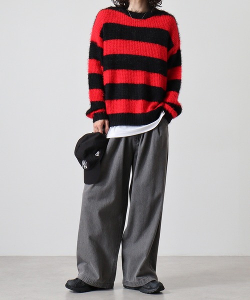 FUNALIVE（ファンアライブ）の「Feather yarn border crew neck knit / フェザーヤーンボーダークルーネックニット unisex（ニット/セーター・メンズ・ホワイト/レッド・M/L）」の18枚目の写真
