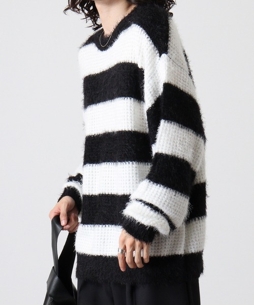 FUNALIVE（ファンアライブ）の「Feather yarn border crew neck knit / フェザーヤーンボーダークルーネックニット unisex（ニット/セーター・メンズ・ホワイト/レッド・M/L）」の11枚目の写真