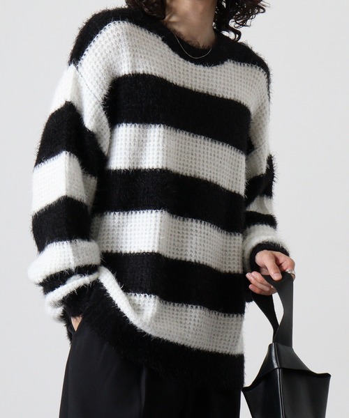 FUNALIVE（ファンアライブ）の「Feather yarn border crew neck knit / フェザーヤーンボーダークルーネックニット unisex（ニット/セーター・メンズ・ホワイト/レッド・M/L）」の13枚目の写真
