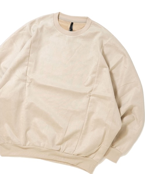 おしゃれスタ(オシャレスタ)の「faux suede dolman sleeve cutsew/スウェードタッチ ドルマンスリーブ カットソー オーバーサイズ メンズ レディース(スウェット・メンズ・ブラック/グレイッシュベージュ/サックスブルー/チャコールグレー/オフホワイト・L/XL/M)」の2枚目の写真