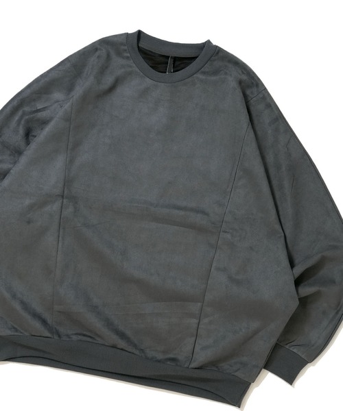 おしゃれスタ(オシャレスタ)の「faux suede dolman sleeve cutsew/スウェードタッチ ドルマンスリーブ カットソー オーバーサイズ メンズ レディース(スウェット・メンズ・ブラック/グレイッシュベージュ/サックスブルー/チャコールグレー/オフホワイト・L/XL/M)」の4枚目の写真