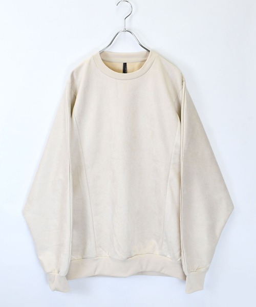 おしゃれスタ（オシャレスタ）の「faux suede dolman sleeve cutsew/スウェードタッチ ドルマンスリーブ カットソー オーバーサイズ メンズ レディース（スウェット・メンズ・ブラック/グレイッシュベージュ/サックスブルー/チャコールグレー/オフホワイト・L/XL/M）」の14枚目の写真