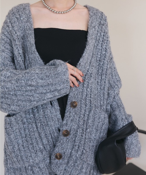 meilmada（メイルマダ）の「BIGポケットロングニットカーディガン（カーディガン/ボレロ・レディース・グレー/ブラウン・FREE）」の4枚目の写真