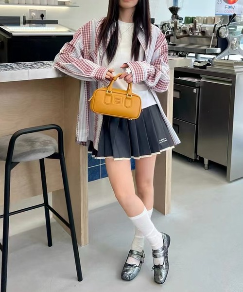 HOOK（フック）の「【HOOK】for　girls  ワンポイント制服風レース裾プリーツミニスカート（スカート・レディース・ブラック/ダークグレー/チョコ・S/M/L）」の6枚目の写真