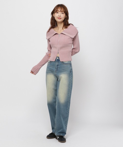 3.3 Field Trip （3.3フィールドトリップ）の「3.3 Field Trip／ZIPオフショルロングスリーブニット（カーディガン/ボレロ・レディース・ブラック/アイボリー/ピンク・FREE）」の14枚目の写真