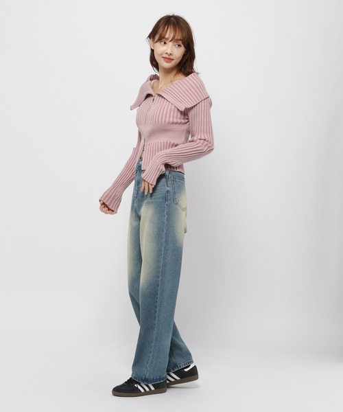 3.3 Field Trip （3.3フィールドトリップ）の「3.3 Field Trip／ZIPオフショルロングスリーブニット（カーディガン/ボレロ・レディース・ブラック/アイボリー/ピンク・FREE）」の16枚目の写真