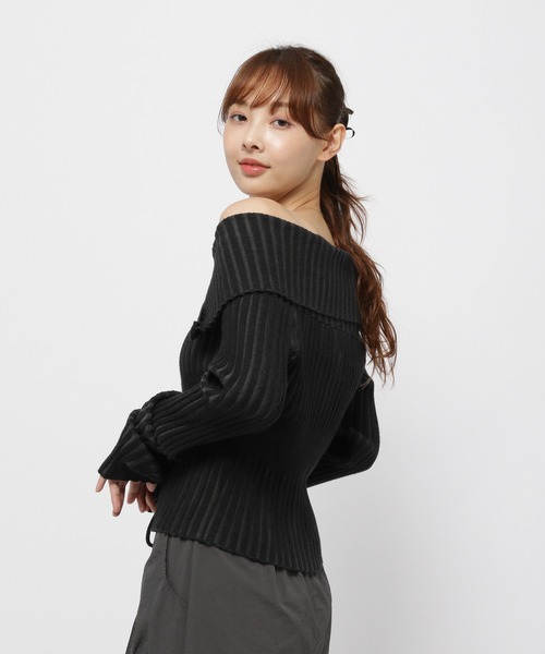 3.3 Field Trip （3.3フィールドトリップ）の「3.3 Field Trip／ZIPオフショルロングスリーブニット（カーディガン/ボレロ・レディース・ブラック/アイボリー/ピンク・FREE）」の8枚目の写真