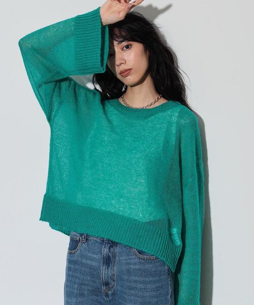 GALLEST(ギャレスト)の「◆ヘアリーニット(ニット/セーター・レディース・アイボリー/ブラック/ブルーグリーン・38)」の1枚目の写真