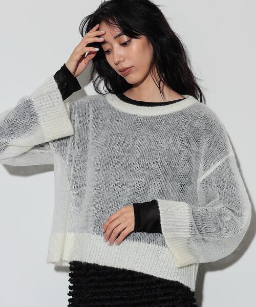 GALLEST(ギャレスト)の「◆ヘアリーニット(ニット/セーター・レディース・アイボリー/ブラック/ブルーグリーン・38)」の2枚目の写真