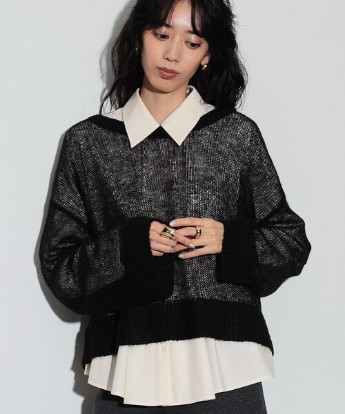 GALLEST(ギャレスト)の「◆ヘアリーニット(ニット/セーター・レディース・アイボリー/ブラック/ブルーグリーン・38)」の3枚目の写真