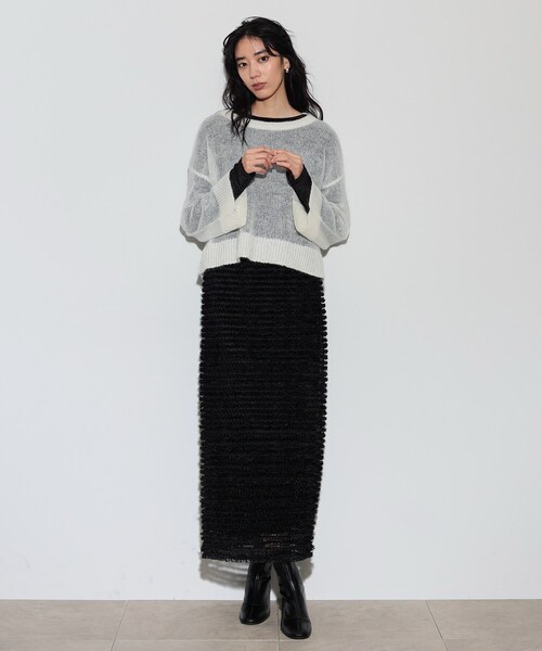 GALLEST(ギャレスト)の「◆ヘアリーニット(ニット/セーター・レディース・アイボリー/ブラック/ブルーグリーン・38)」の4枚目の写真