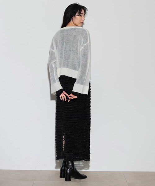 GALLEST(ギャレスト)の「◆ヘアリーニット(ニット/セーター・レディース・アイボリー/ブラック/ブルーグリーン・38)」の6枚目の写真