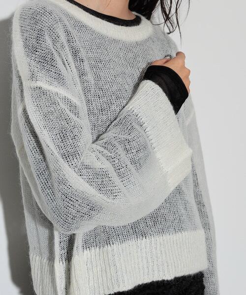 GALLEST(ギャレスト)の「◆ヘアリーニット(ニット/セーター・レディース・アイボリー/ブラック/ブルーグリーン・38)」の9枚目の写真