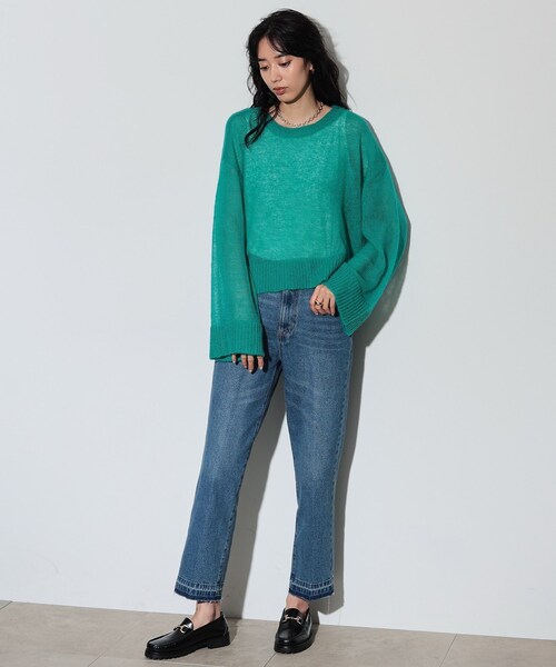 GALLEST(ギャレスト)の「◆ヘアリーニット(ニット/セーター・レディース・アイボリー/ブラック/ブルーグリーン・38)」の10枚目の写真