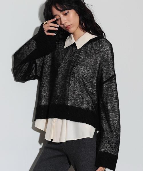 GALLEST(ギャレスト)の「◆ヘアリーニット(ニット/セーター・レディース・アイボリー/ブラック/ブルーグリーン・38)」の19枚目の写真