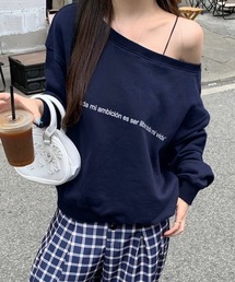 スウェット オフショルダー」に該当するトップス（ブルー