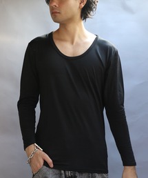 裏起毛ストレッチUネックロンT