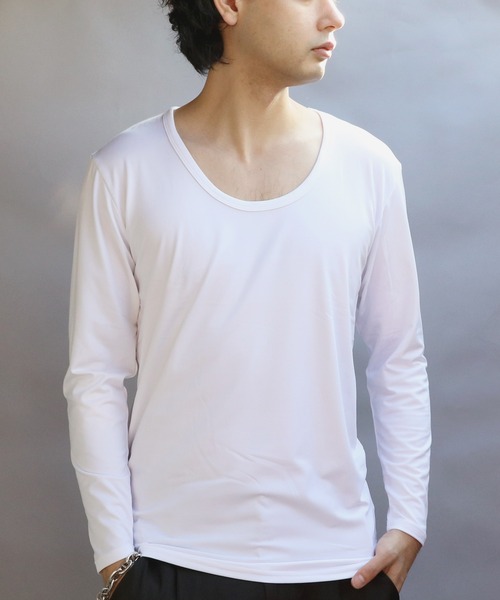 8(eight)(エイト)の「裏起毛ストレッチUネックロンT(Tシャツ/カットソー・メンズ・ネイビー/ホワイト/ブラック/チャコールグレー・SMALL/X-LARGE/MEDIUM/LARGE)」の5枚目の写真