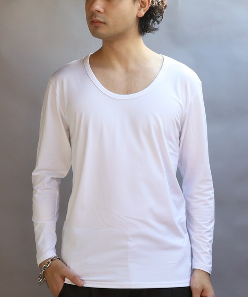 8(eight)(エイト)の「裏起毛ストレッチUネックロンT(Tシャツ/カットソー・メンズ・ネイビー/ホワイト/ブラック/チャコールグレー・SMALL/X-LARGE/MEDIUM/LARGE)」の6枚目の写真