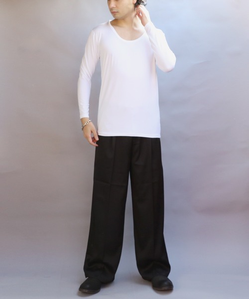 8(eight)(エイト)の「裏起毛ストレッチUネックロンT(Tシャツ/カットソー・メンズ・ネイビー/ホワイト/ブラック/チャコールグレー・SMALL/X-LARGE/MEDIUM/LARGE)」の8枚目の写真