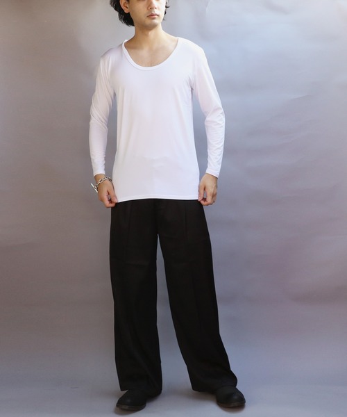 8(eight)(エイト)の「裏起毛ストレッチUネックロンT(Tシャツ/カットソー・メンズ・ネイビー/ホワイト/ブラック/チャコールグレー・SMALL/X-LARGE/MEDIUM/LARGE)」の9枚目の写真