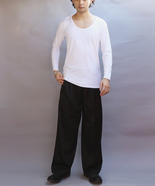 8(eight)(エイト)の「裏起毛ストレッチUネックロンT(Tシャツ/カットソー・メンズ・ネイビー/ホワイト/ブラック/チャコールグレー・SMALL/X-LARGE/MEDIUM/LARGE)」の10枚目の写真