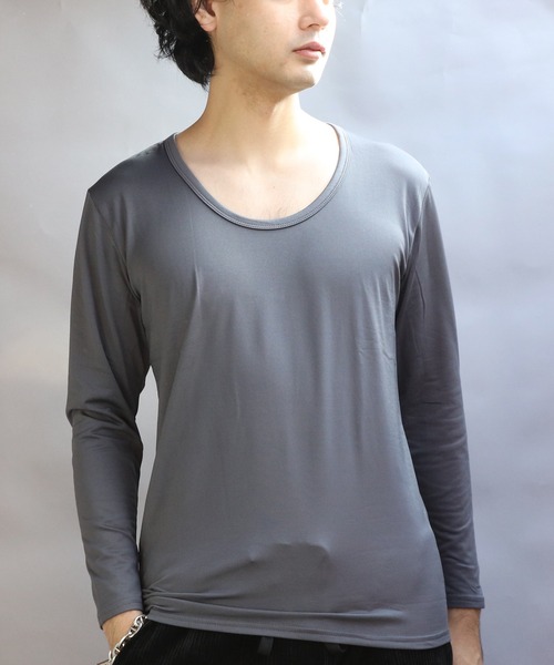 8(eight)(エイト)の「裏起毛ストレッチUネックロンT(Tシャツ/カットソー・メンズ・ネイビー/ホワイト/ブラック/チャコールグレー・SMALL/X-LARGE/MEDIUM/LARGE)」の11枚目の写真