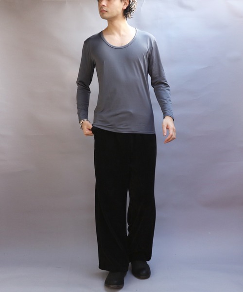 8(eight)(エイト)の「裏起毛ストレッチUネックロンT(Tシャツ/カットソー・メンズ・ネイビー/ホワイト/ブラック/チャコールグレー・SMALL/X-LARGE/MEDIUM/LARGE)」の13枚目の写真