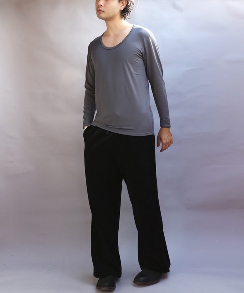 8(eight)(エイト)の「裏起毛ストレッチUネックロンT(Tシャツ/カットソー・メンズ・ネイビー/ホワイト/ブラック/チャコールグレー・SMALL/X-LARGE/MEDIUM/LARGE)」の14枚目の写真