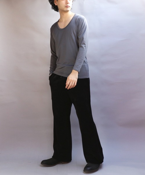 8(eight)(エイト)の「裏起毛ストレッチUネックロンT(Tシャツ/カットソー・メンズ・ネイビー/ホワイト/ブラック/チャコールグレー・SMALL/X-LARGE/MEDIUM/LARGE)」の17枚目の写真