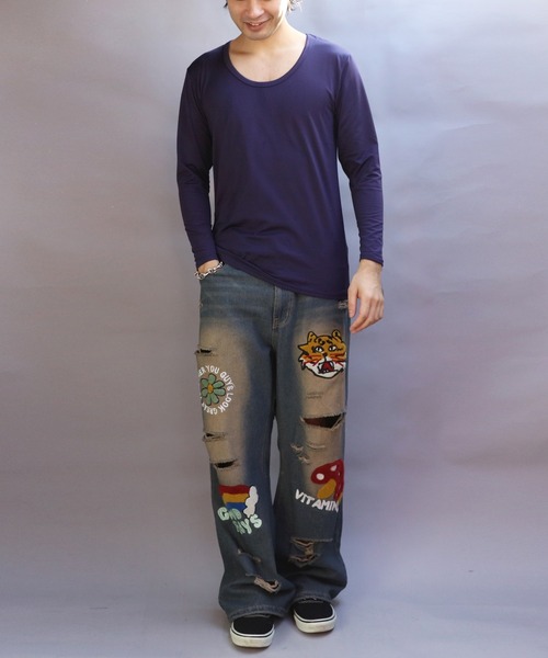 8(eight)(エイト)の「裏起毛ストレッチUネックロンT(Tシャツ/カットソー・メンズ・ネイビー/ホワイト/ブラック/チャコールグレー・SMALL/X-LARGE/MEDIUM/LARGE)」の22枚目の写真