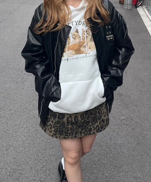 fiere(フィエール)の「猫デザインパーカー(パーカー・レディース・ホワイト・LARGE/MEDIUM/SMALL)」の5枚目の写真