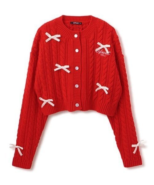 by LOVEiT（バイラビット）の「ケーブルリボンつきカーデ（カーディガン/ボレロ・キッズ・オフホワイト/レッド/ブラック・160cm/120cm/130cm/140cm/150cm）」の12枚目の写真