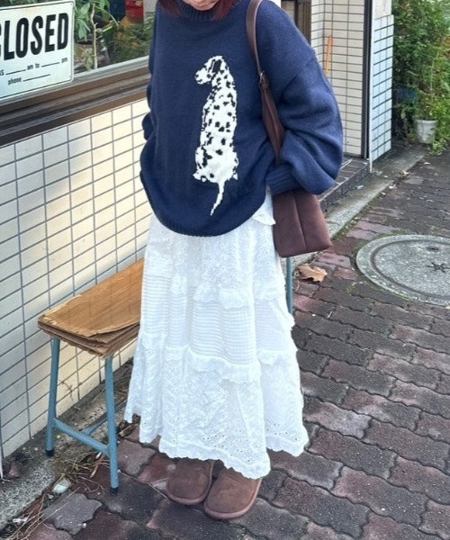 nemne store（ネンネストア）の「柄アソートニットボトルネック（ニット/セーター・レディース・ライトブルー/ネイビー/グレー系/ブラウン系/レッド系・SMALL/MEDIUM）」の7枚目の写真