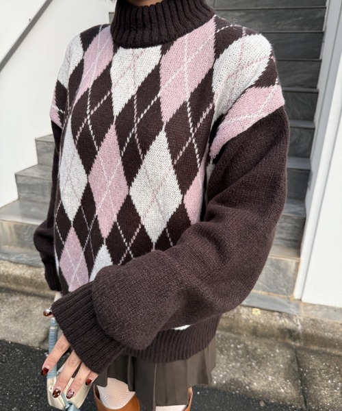 柄アソートニットボトルネック（ニット/セーター）｜nemne store