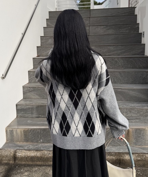 nemne store（ネンネストア）の「柄アソートニットボトルネック（ニット/セーター・レディース・ライトブルー/ネイビー/グレー系/ブラウン系/レッド系・SMALL/MEDIUM）」の21枚目の写真