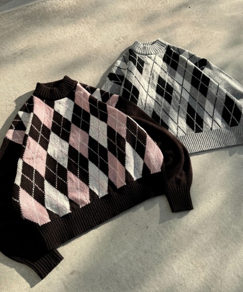 nemne store（ネンネストア）の「柄アソートニットボトルネック（ニット/セーター・レディース・ライトブルー/ネイビー/グレー系/ブラウン系/レッド系・SMALL/MEDIUM）」の16枚目の写真
