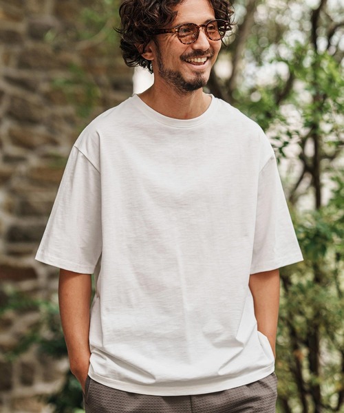 CAMBIO(カンビオ)の「mt9417- スラブTシャツ(Tシャツ/カットソー・メンズ・ホワイト/チャコール/ブラック/ライトベージュ・S/M/L)」の2枚目の写真