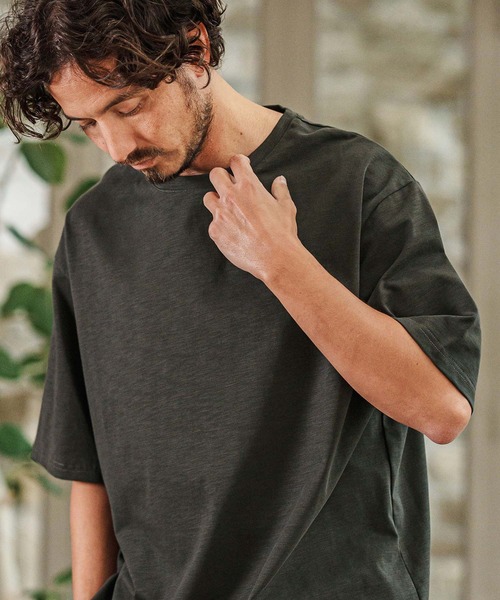 CAMBIO(カンビオ)の「mt9417- スラブTシャツ(Tシャツ/カットソー・メンズ・ホワイト/チャコール/ブラック/ライトベージュ・S/M/L)」の7枚目の写真