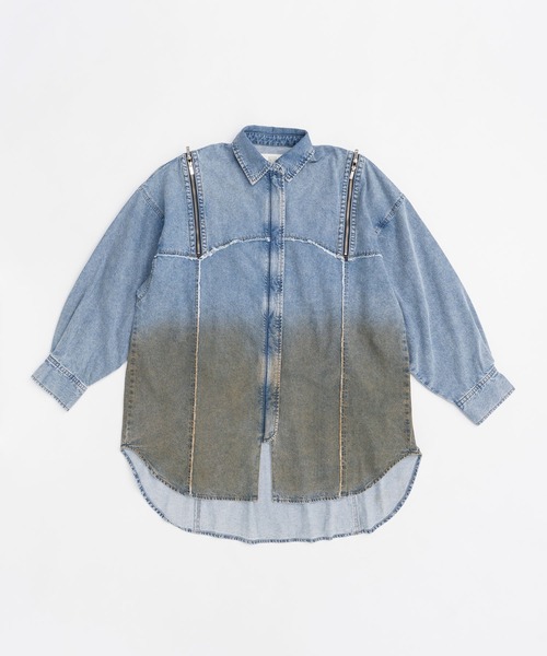 セール】グラデーションデニムシャツワンピ / Gradient Denim