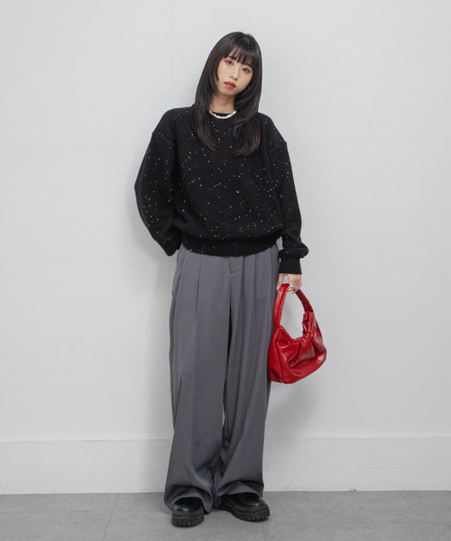 セール】デイリーカラフルスパンコールラメニット（ニット