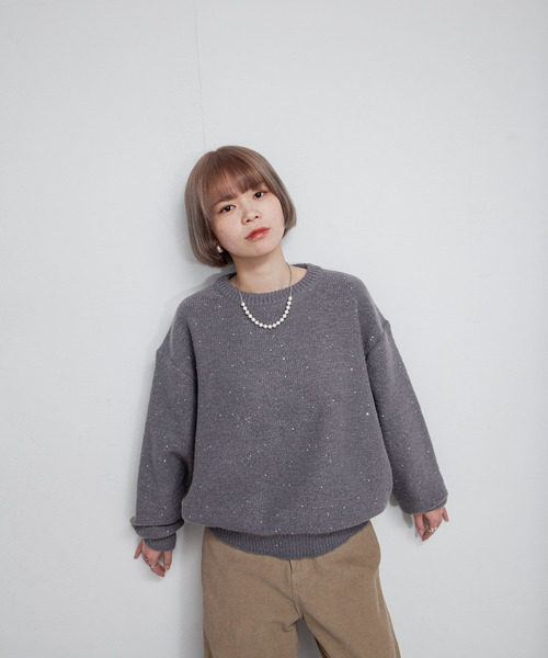 BRILL カラフルスパンコール ニットセーター Fサイズ スパンコール透かし編みニット／洗える | MK MICHEL KLEIN (Women