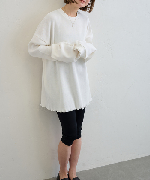 U by SPICK&SPAN(ユーバイスピックアンドスパン)の「≪追加≫ワッフルオーバートップス(Tシャツ/カットソー・レディース・マルチ/ホワイト・FREE)」の2枚目の写真