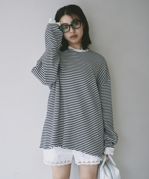 U by SPICK&SPAN(ユーバイスピックアンドスパン)の「≪追加≫ワッフルオーバートップス(Tシャツ/カットソー・レディース・マルチ/ホワイト・FREE)」の1枚目の写真